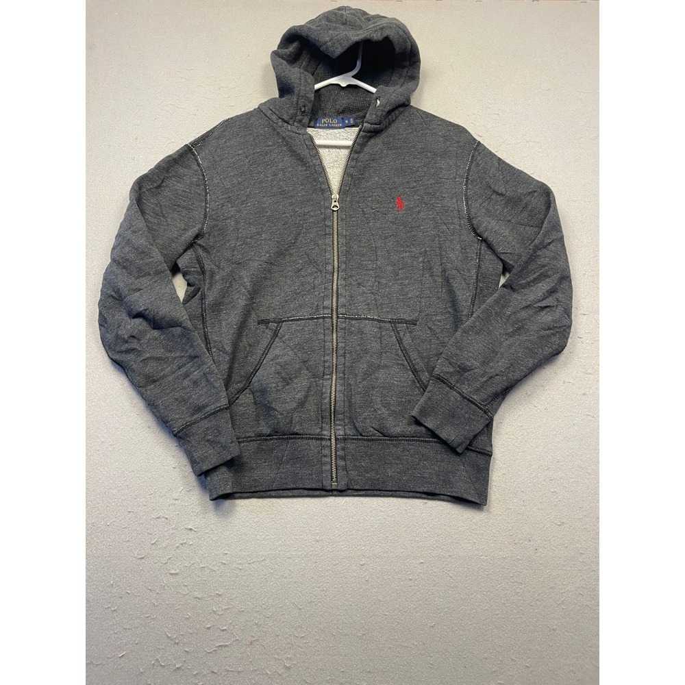 Polo Ralph Lauren Hoodie Full Zip Cotton Blend Charcoal Gray Small Mens